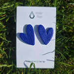 Lova XL studs ~ asymmetrische hartvormige oorstekers - Kobaltblauw