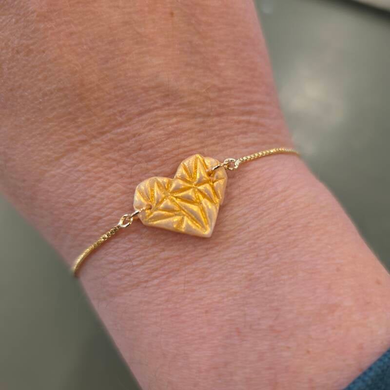 Armbandje origami hart in stainless steel