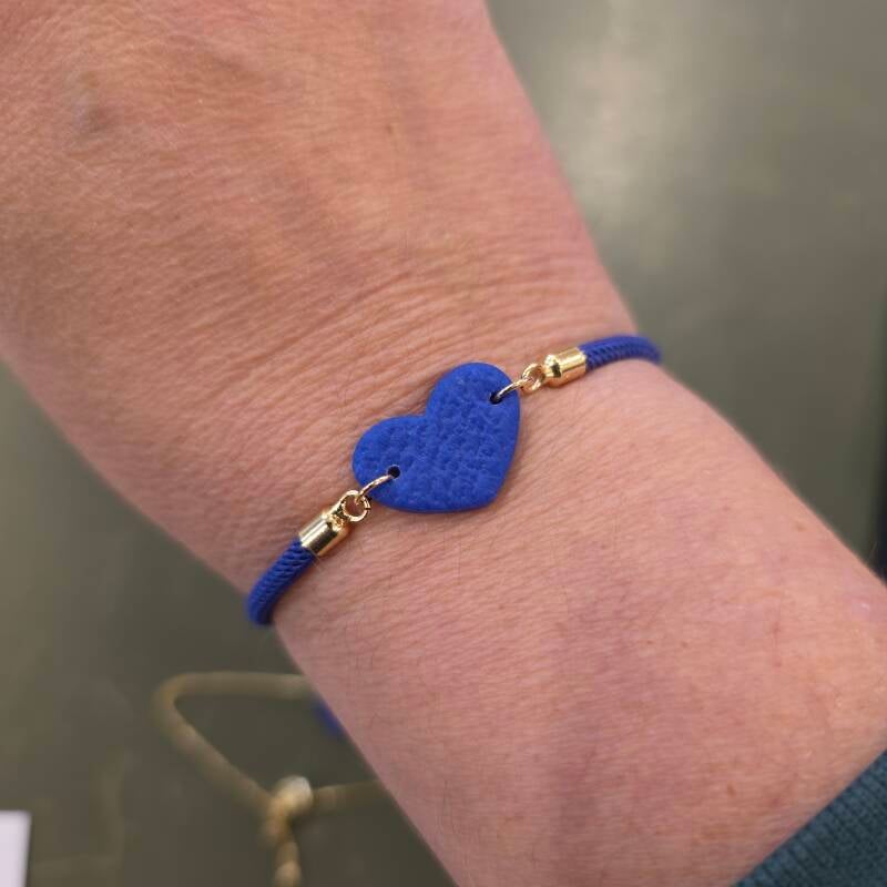 Armbandje kobaltblauw hart in diverse uitvoeringen - Nylon