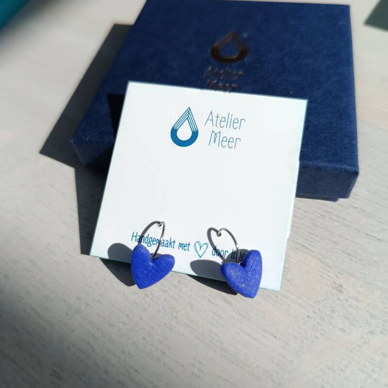 Lien hartjes oorbellen voor kids ~ blauwe kinderoorbellen