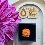 Ring Dahlia perzik ~ verstelbare ring uit stainless steel met klei