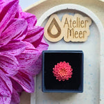 Ring Dahlia roze ~ verstelbare ring uit stainless steel met klei