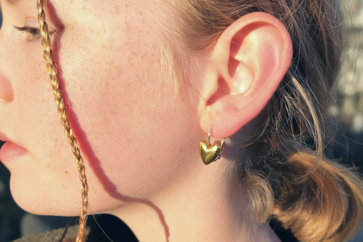 Lien hartjes oorbellen voor kids ~ Gouden kinderoorbellen