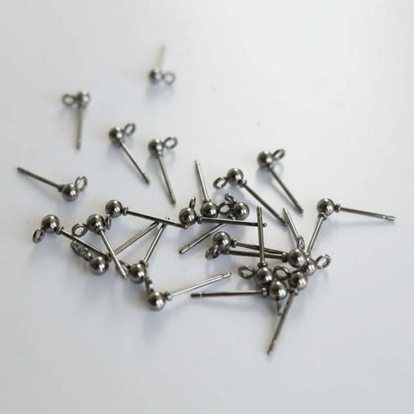 Bolstekertjes met bolletje van 3mm | donker metaal stainless steel