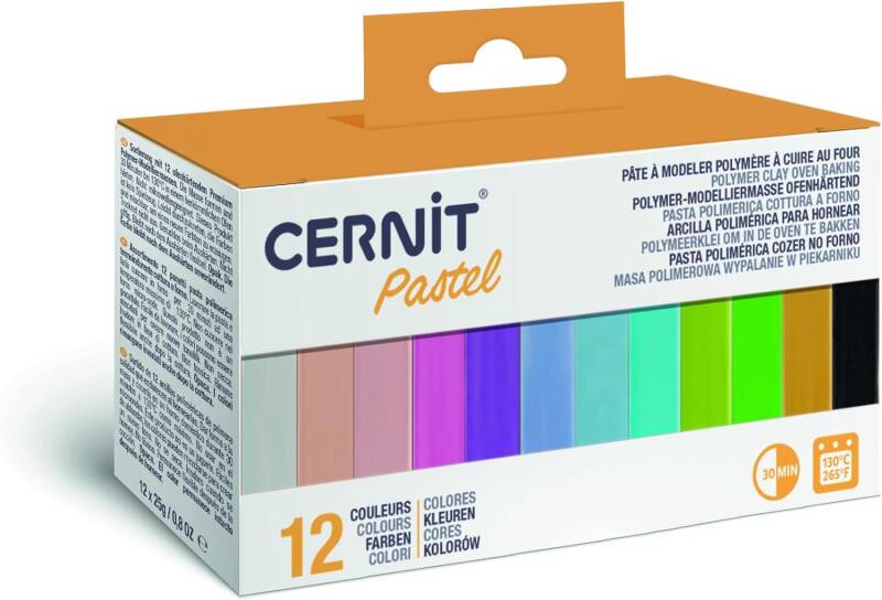 Cernit polymeerklei - set 12 kleuren - Pastel