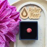 Ring Dahlia pompon mini ~ verstelbare ring uit stainless steel met klei