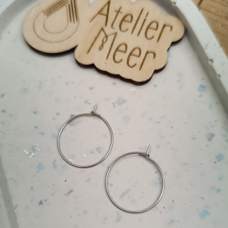 Cirkel hoops 20mm  in zilverkleurig stainless steel - 2 stuks (1 paar)