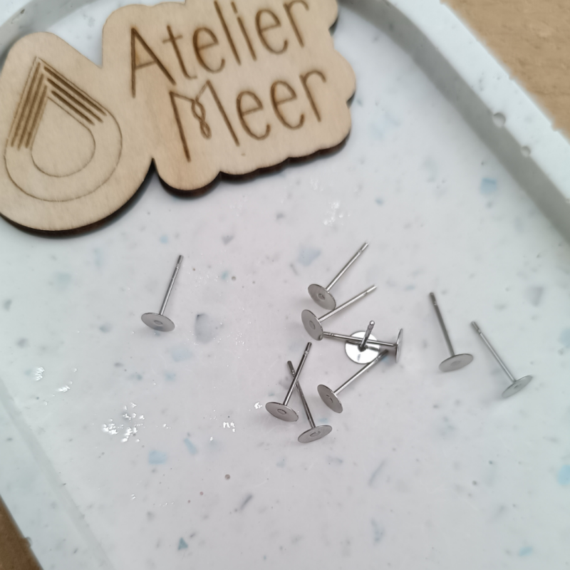 Stekertjes om te kleven 5mm ~ chirurgisch staal - 2 stuks (1 paar)