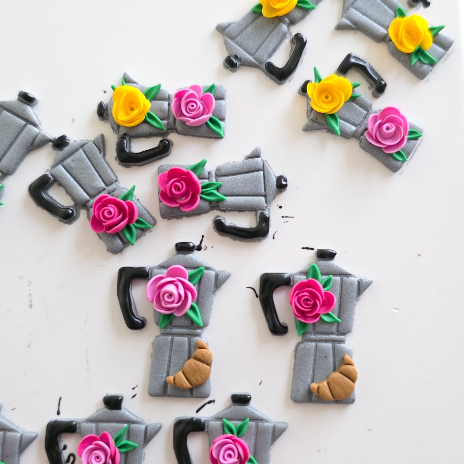 Espressomaker met bloemen | magneet