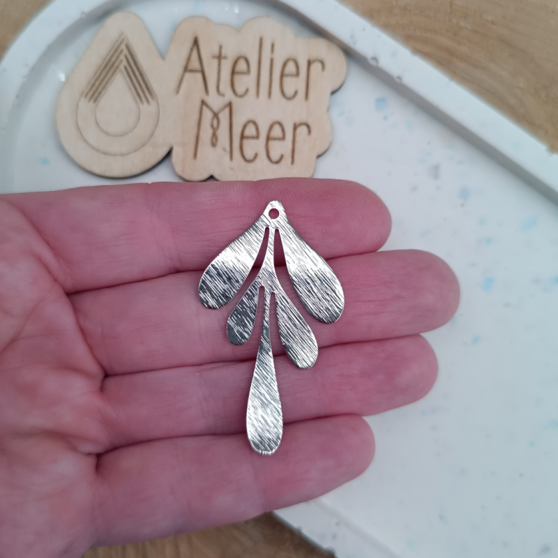 5-delig blad in verzilverd messing ~ diy bedels