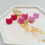Miauw poes oorstekers ook voor kids | roze kat studs - Fuchsia
