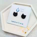 Miauw poes oorstekers ook voor kids | zwarte kat studs