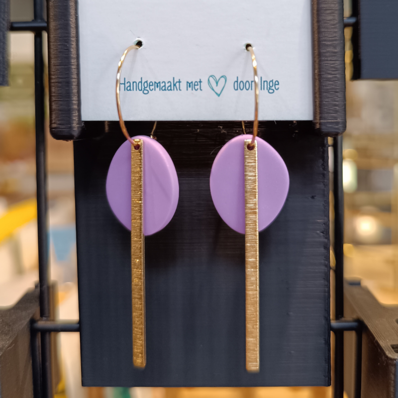 MIA oorbellen met messing staafje ~ elegante oorhangers - Lila