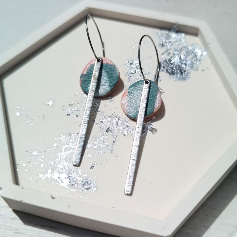 Staafje in geborsteld messing - Zilverkleurig ~ diy bedels