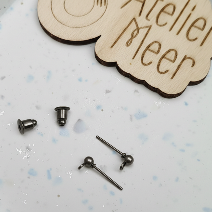Bolstekertjes met bolletje van 3mm | donker metaal stainless steel