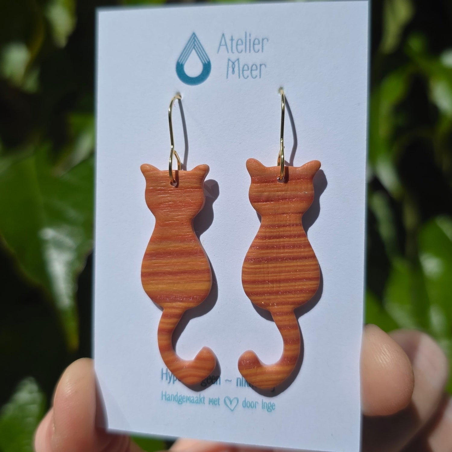 Rosse gestreepte katten oorbellen