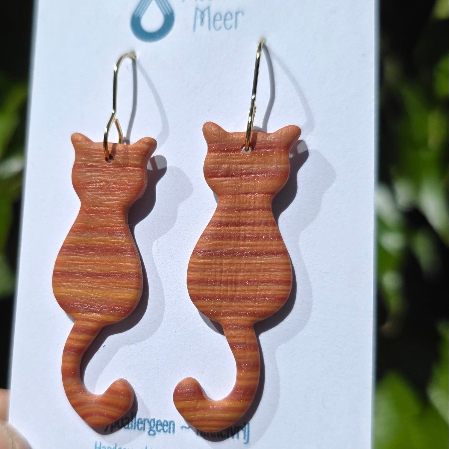 Rosse gestreepte katten oorbellen