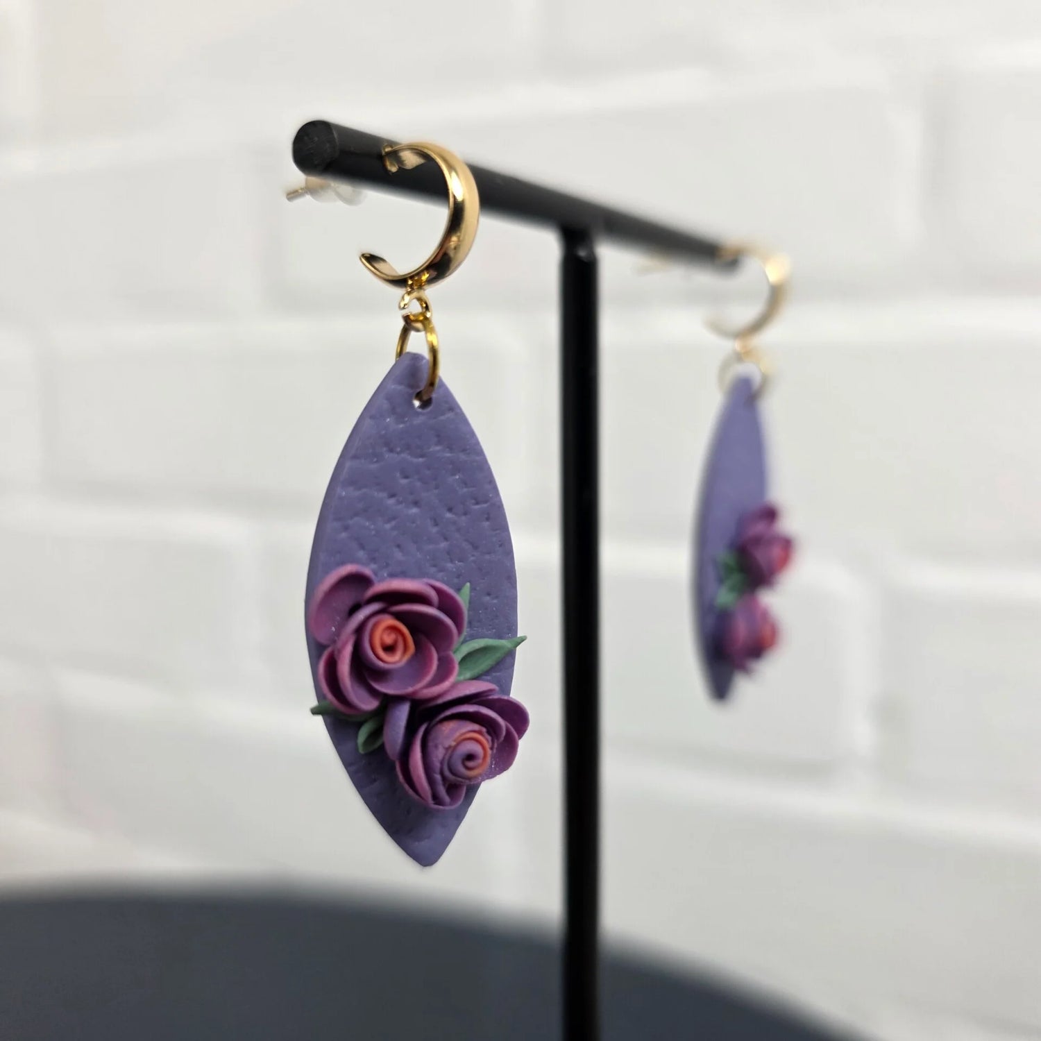 FLORAL oorhangers in paarstinten ~ Svea XL
