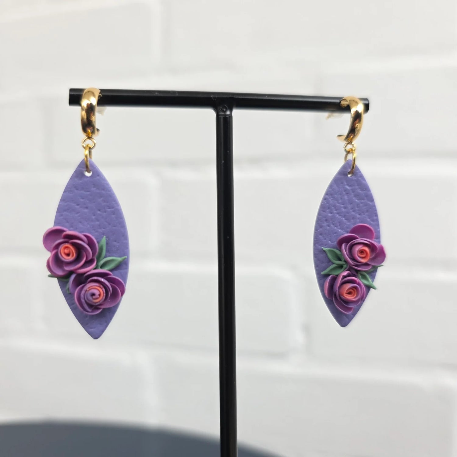 FLORAL oorhangers in paarstinten ~ Svea XL