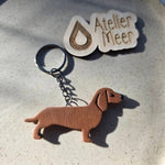 Teckel sleutelhanger effen ~ unieke sleutelhanger in allerlei kleuren - Effen bruin